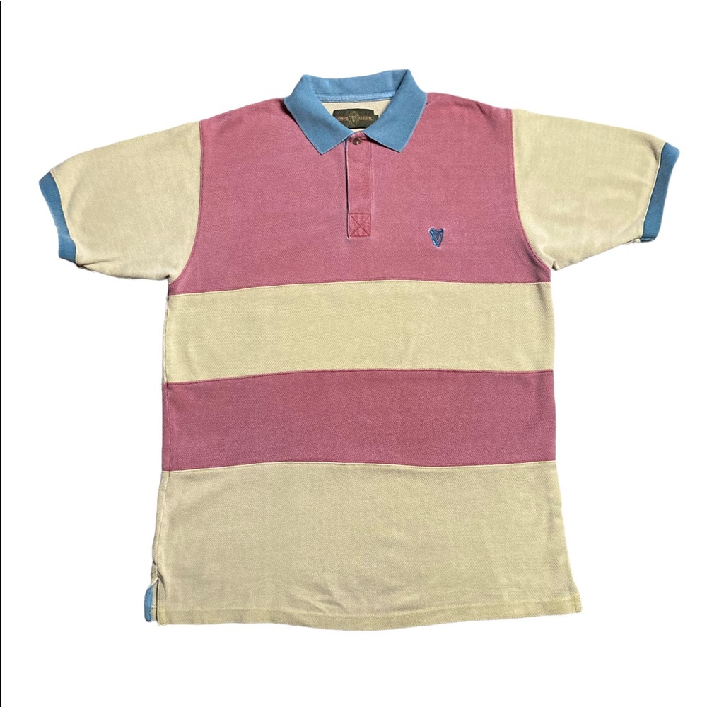 Vintage Guiness Striped Polo Large Shirt